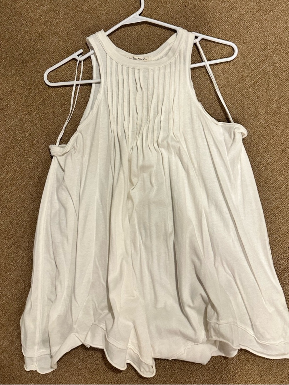 We The Free Women's White Sleeveless Pleated Tank Top